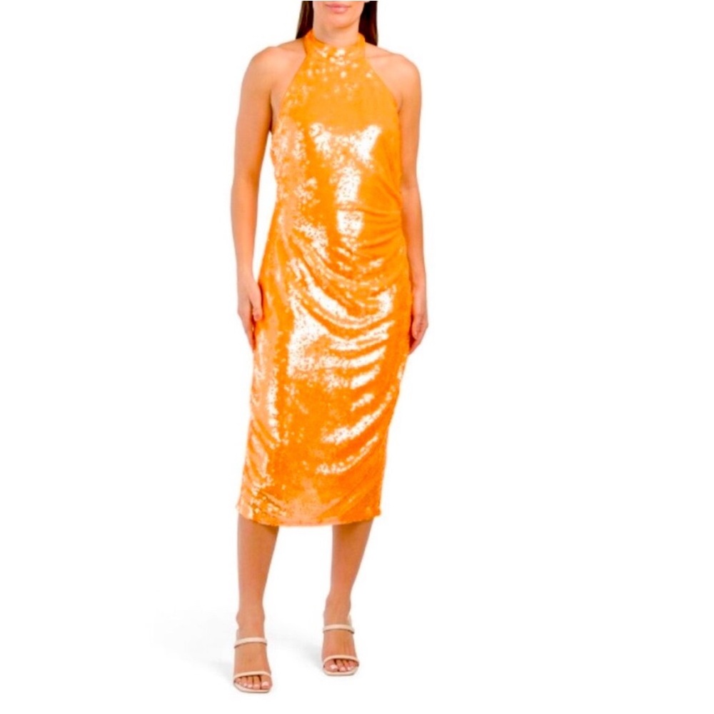 Caroline Constas Sequin Halter Dress